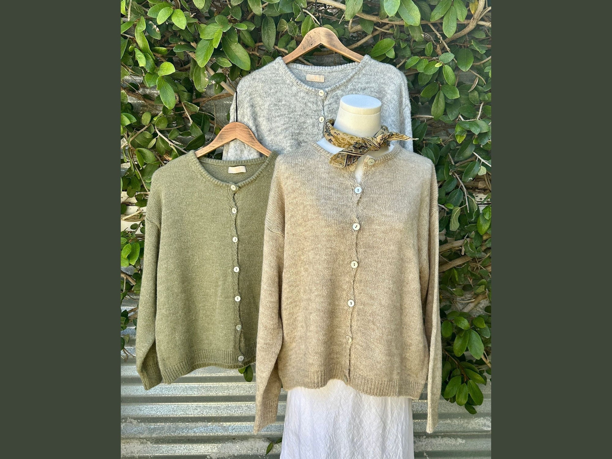 crew neck button cardigan sweater (one size)