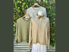 crew neck button cardigan sweater (one size)