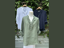 Load image into Gallery viewer, ruffle popover linen blouse (one size)