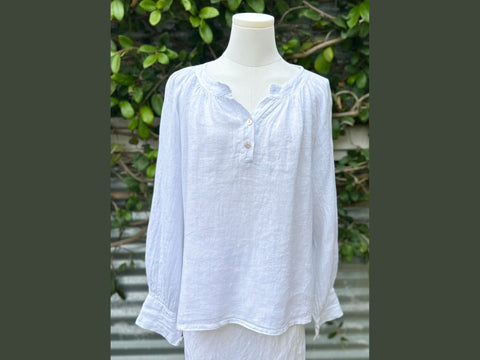 two button linen blouse (one size)