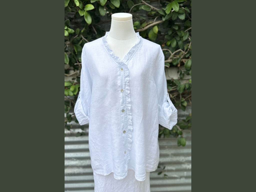 button down ruffle blouse (one size)