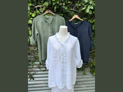 button down ruffle blouse (one size)