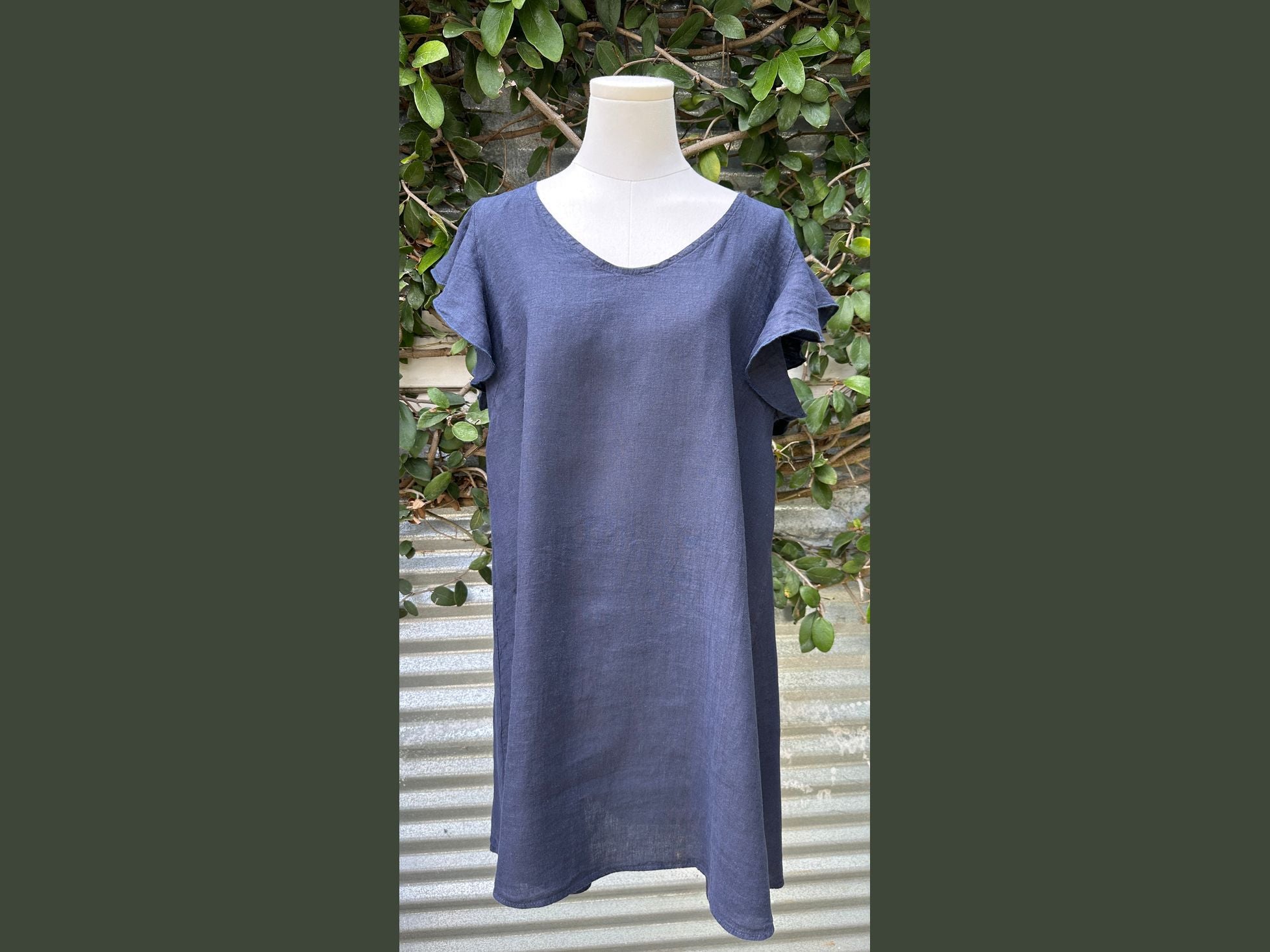 butterfly sleeve short linen dress (one size)