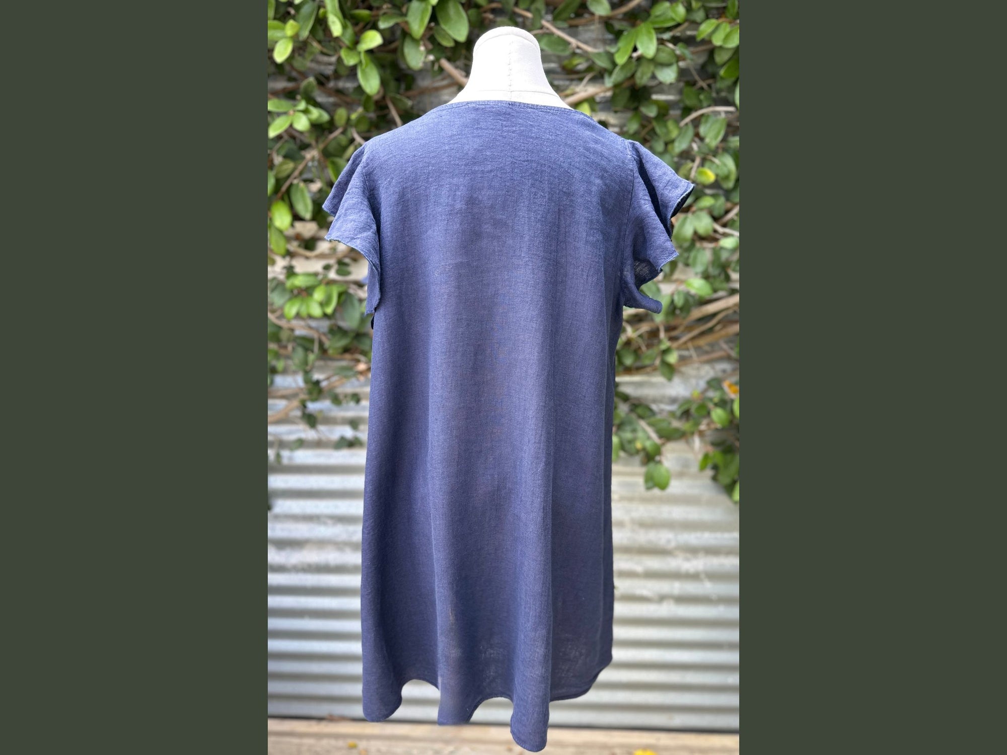 butterfly sleeve short linen dress (one size)