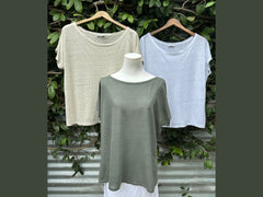 linen/cotton boat neck t-shirt (one size)