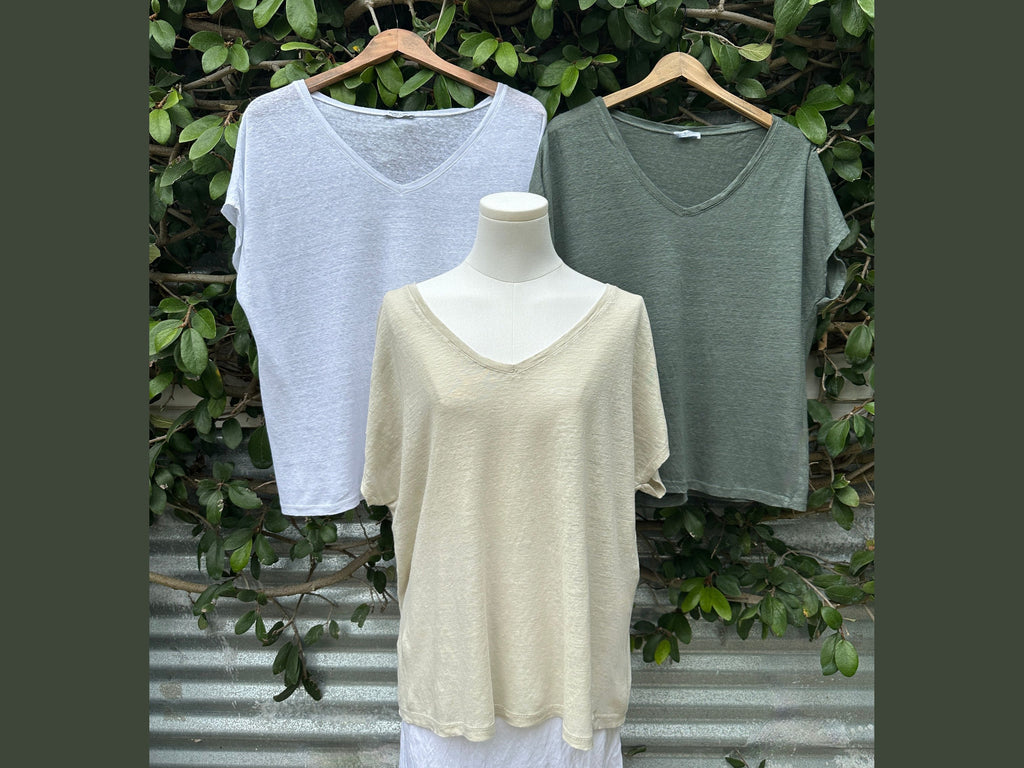 linen/cotton v-neck t-shirt