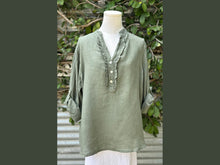 Load image into Gallery viewer, ruffle popover linen blouse (one size)