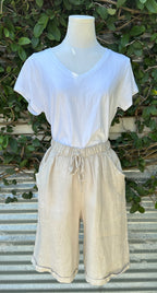 long linen cuffed shorts (one size)