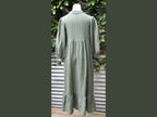 v-neck dolma sleeve long linen dress (one size)