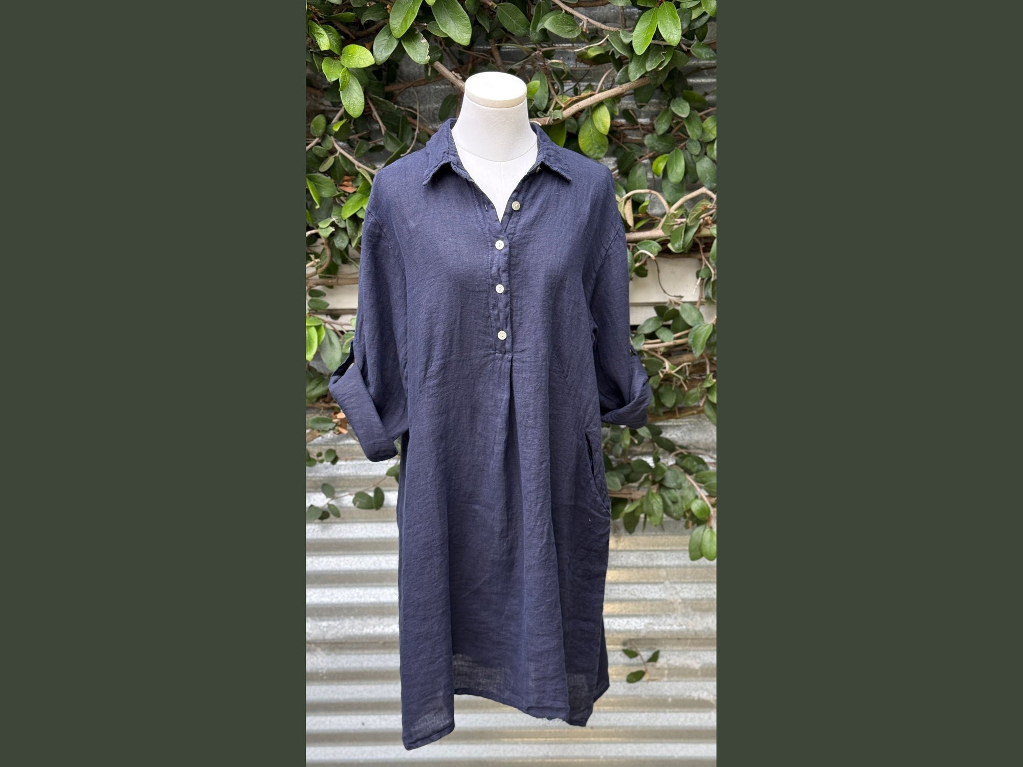 short linen collared tunic dress (one size)