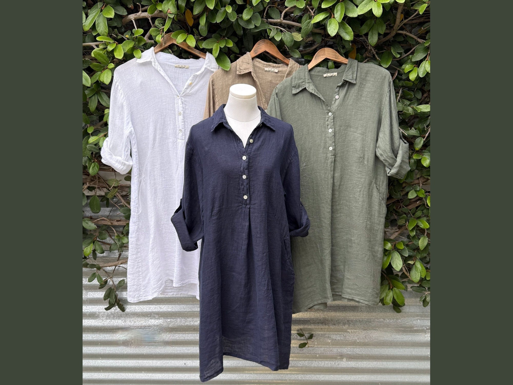 short linen collared tunic dress (one size)