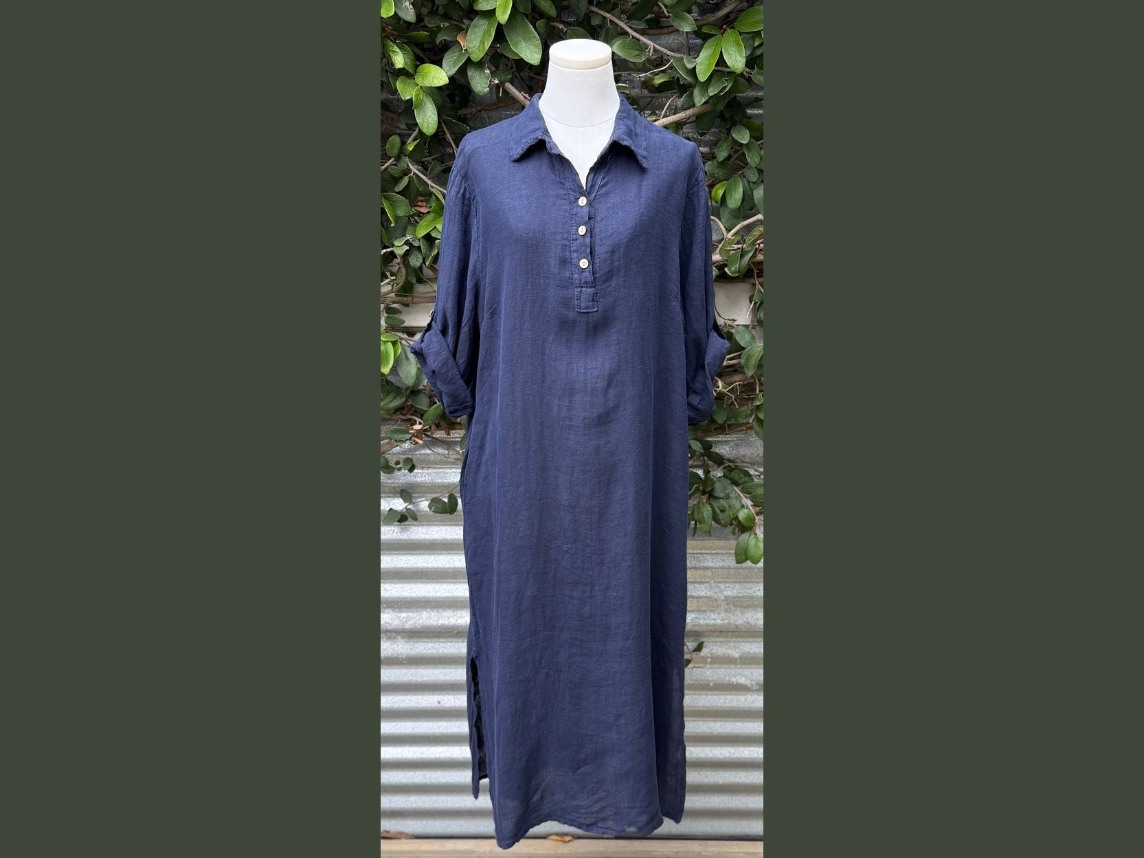 long linen collared tunic dress (one size)
