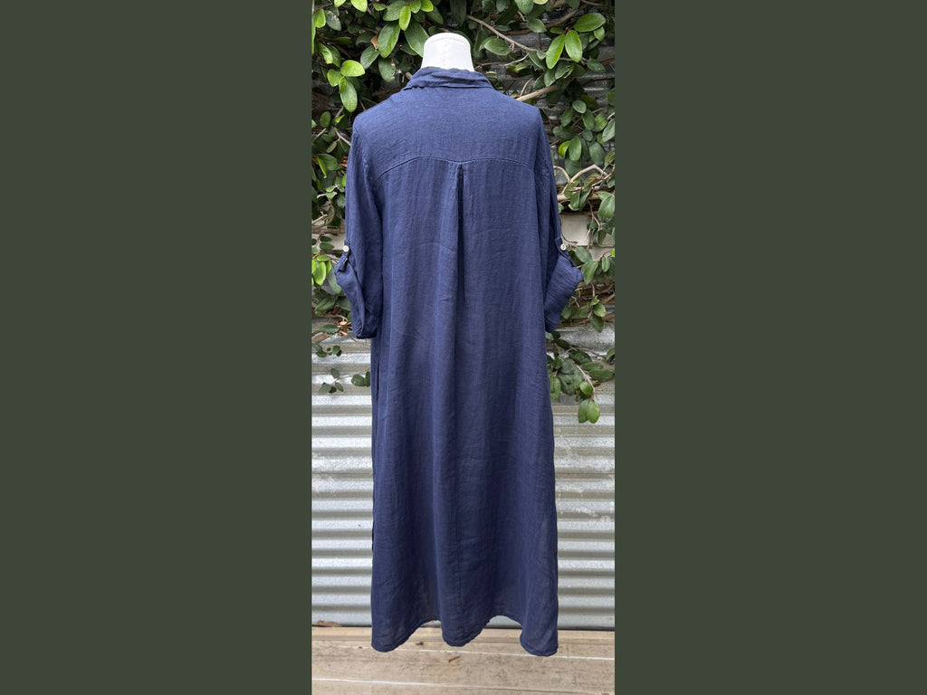 long linen collared tunic dress (one size)