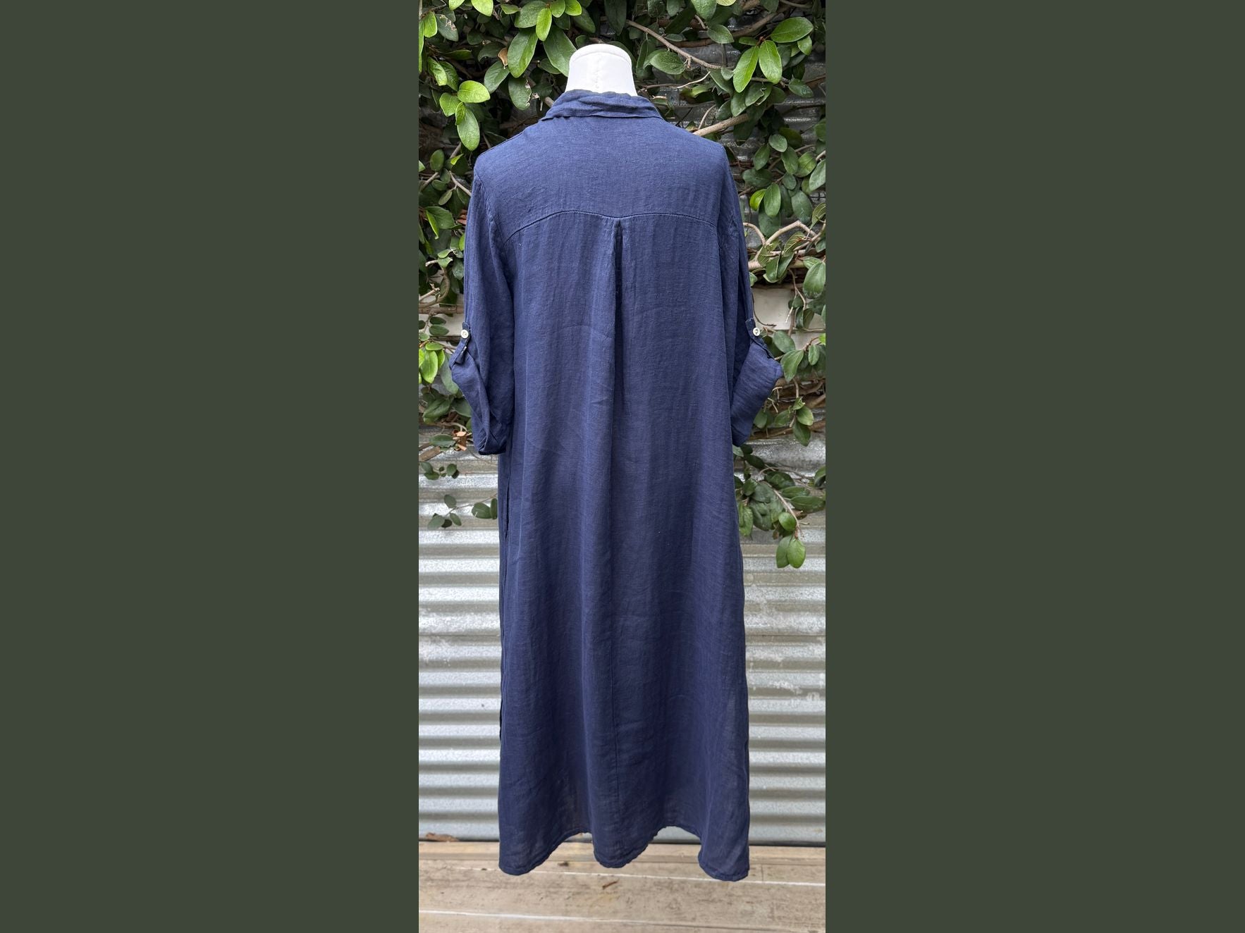 long linen collared tunic dress (one size)