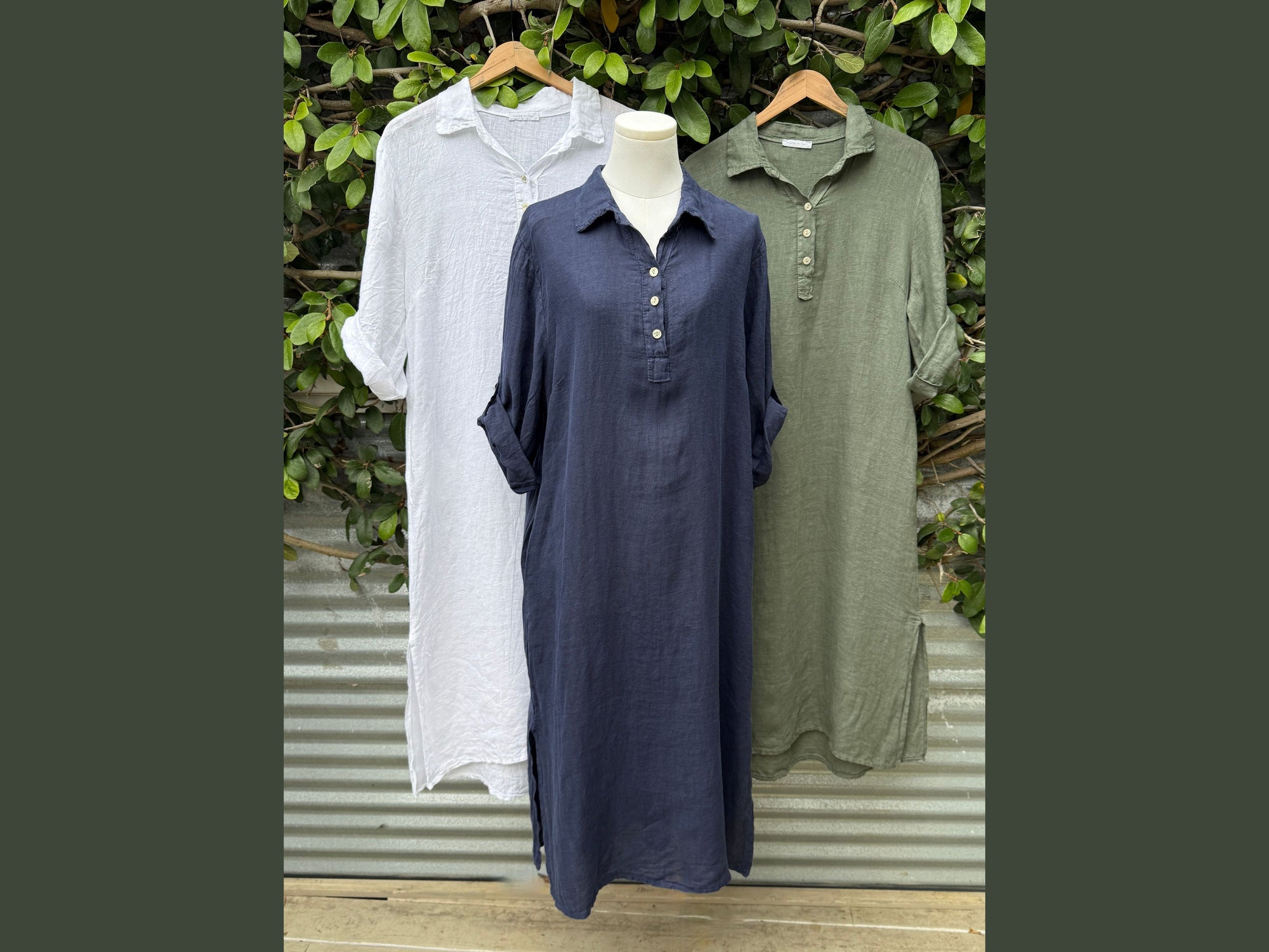 long linen collared tunic dress (one size)