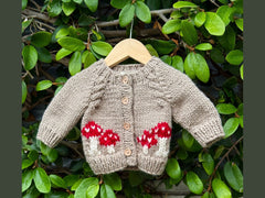 hand knit mushroom cardigan pebble
