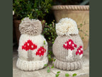 hand knit mushroom beanie ivory