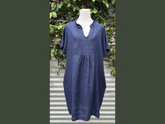 ruffle collar cap sleeve short  linen dress (one size)