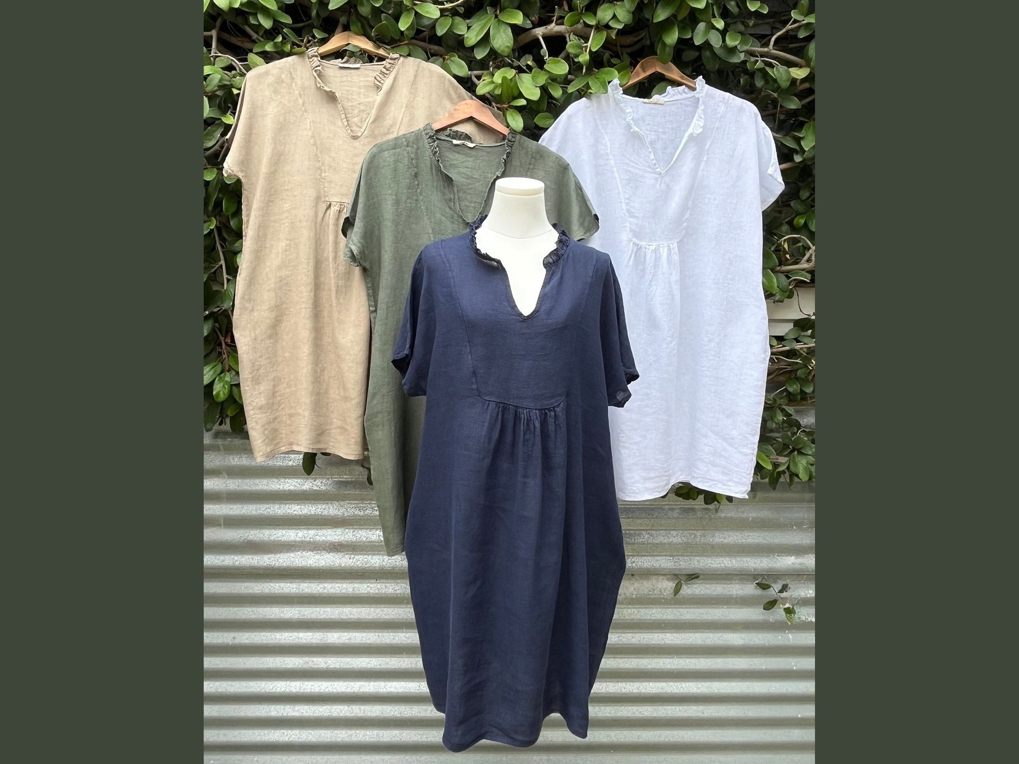 ruffle collar cap sleeve short  linen dress (one size)