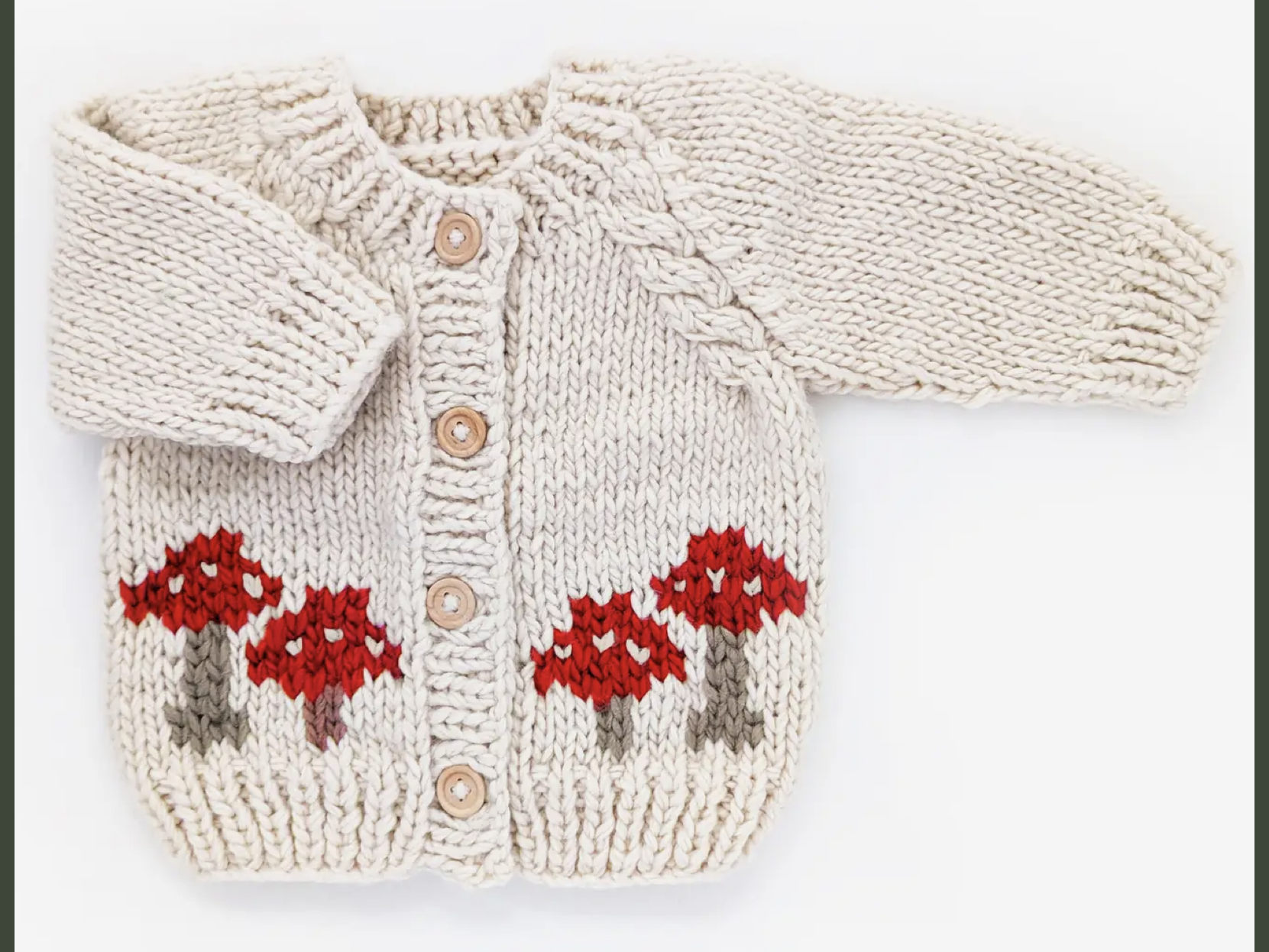 hand knit mushroom cardigan ivory