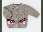 hand knit mushroom cardigan pebble