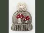 hand knit mushroom beanie pebble