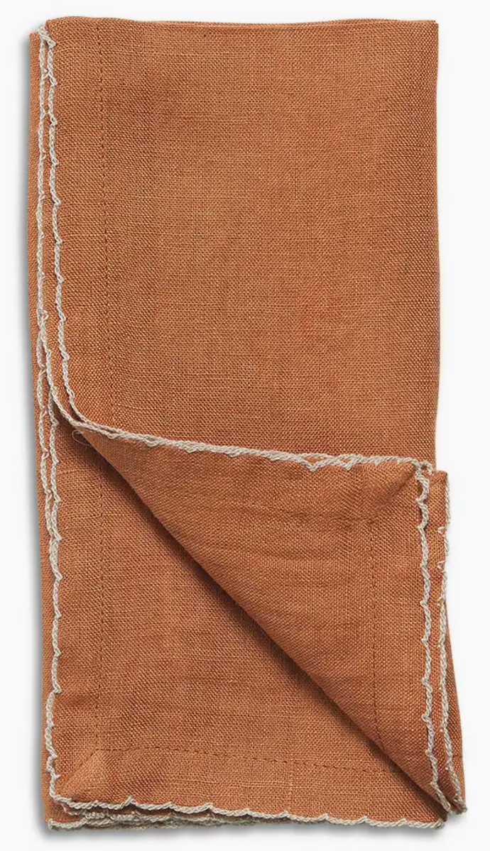 scalloped linen napkin s/4