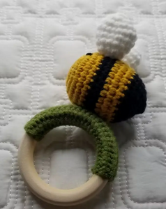hand crocheted baby rattle