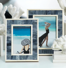 Load image into Gallery viewer, blue/ivory carved frame