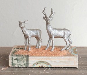 glitter mini resin deer