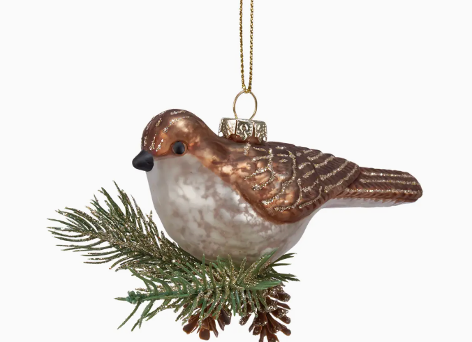 glass partridge ornament