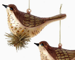 brown bird on twig ornament