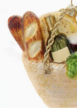 Load image into Gallery viewer, wine + bread basket ornament