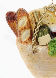 wine + bread basket ornament