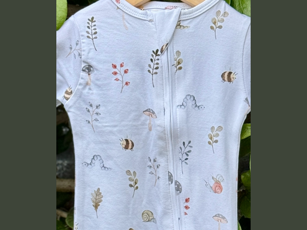 garden friends organic cotton baby romper