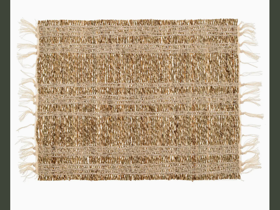 fringed seagrass table linens