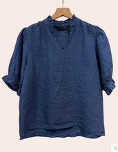 Load image into Gallery viewer, ruffled collar puff sleeve linen blouse (one size)