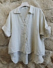 Load image into Gallery viewer, short sleeve high/low linen blouse (one size)