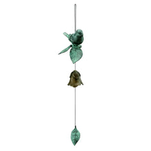 Load image into Gallery viewer, brass bird on leaf garden bell chime