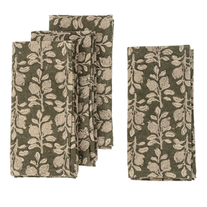 linen/cotton block print napkins s/4