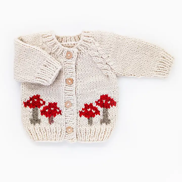 hand knit mushroom cardigan