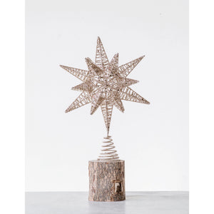 metal star tree topper glitter