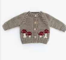 Load image into Gallery viewer, hand knit baby mushroom cardigan